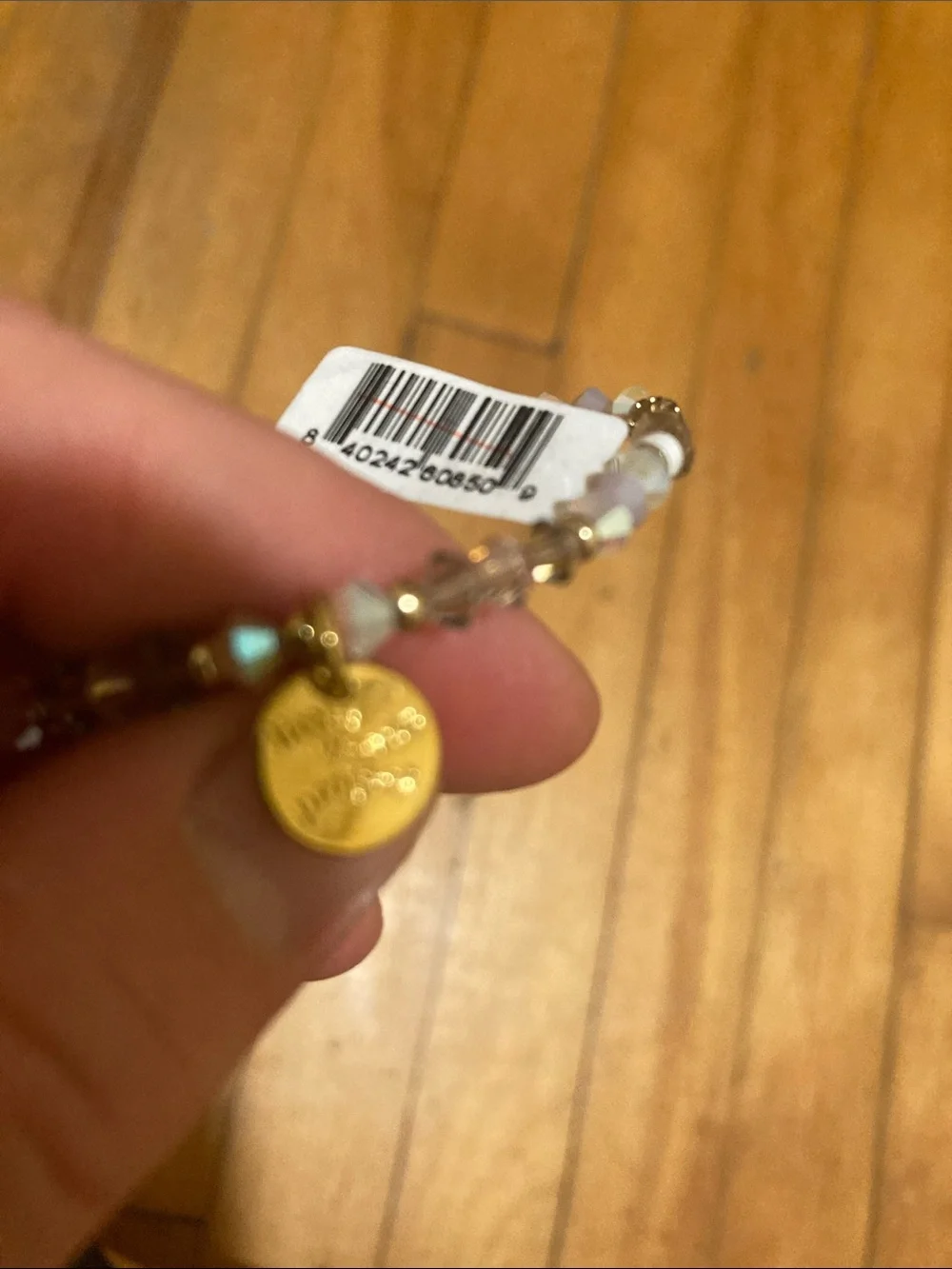 BLESSED Bead Stretch Bracelet — White and Gold Accent
